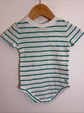NWT Janie and Jack Green Striped Cotton Bodysuit